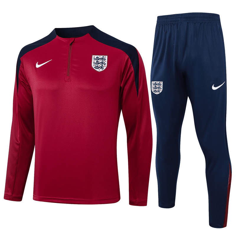 24/25 England Red Long-sleeved half-pull training kit Football team kit