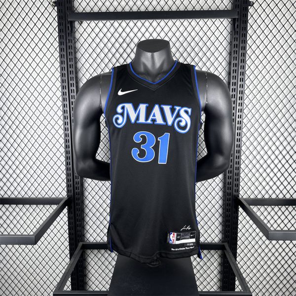NBA Dallas Mavericks 2024 V-Neck Black Jersey THOMPSON#31 S-XXL