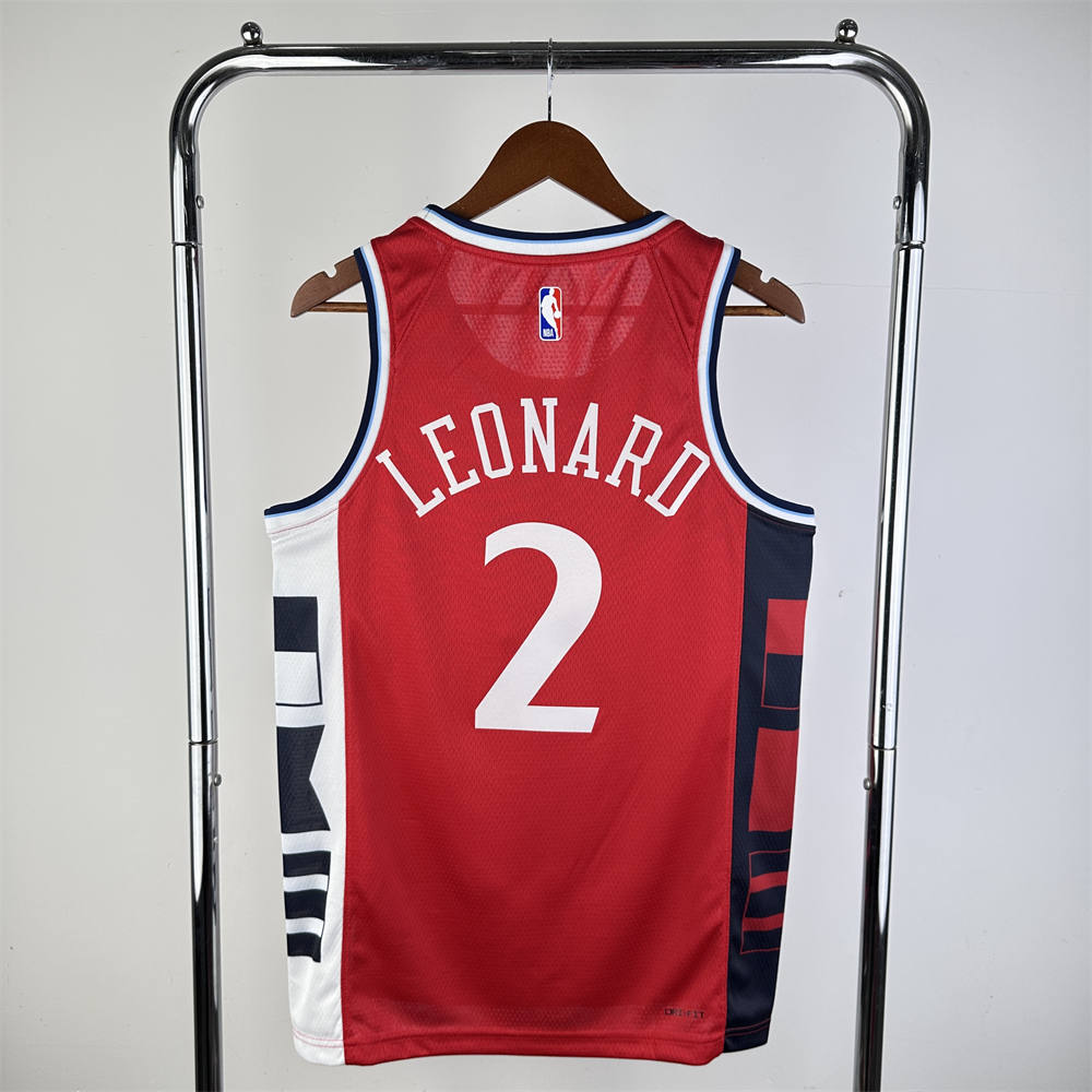 NBA Los Angeles Clippers 24/25 Round Neck JORDAN Edition Red Jersey LEONARD#2 S-XXL