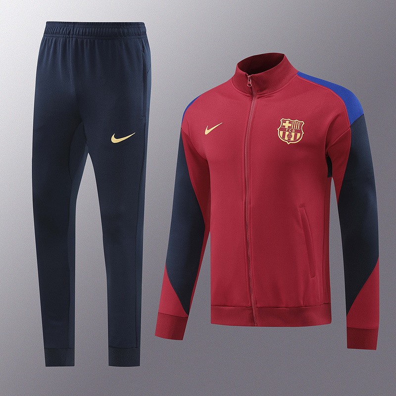 2024 Barcelona Maroon Jacket Training Suit Set Football Team Shirt Sports Fashion