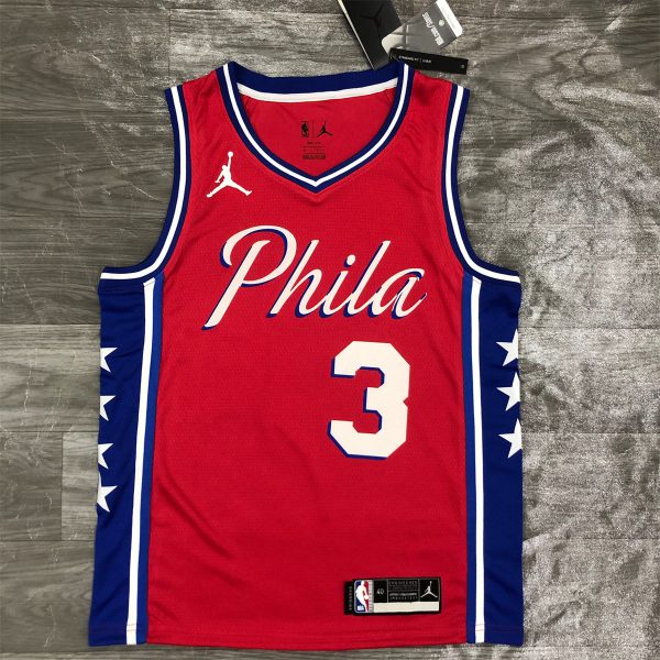 NBA Philadelphia 76ers V-Neck Red Jersey IVERSON#3 S-XXL