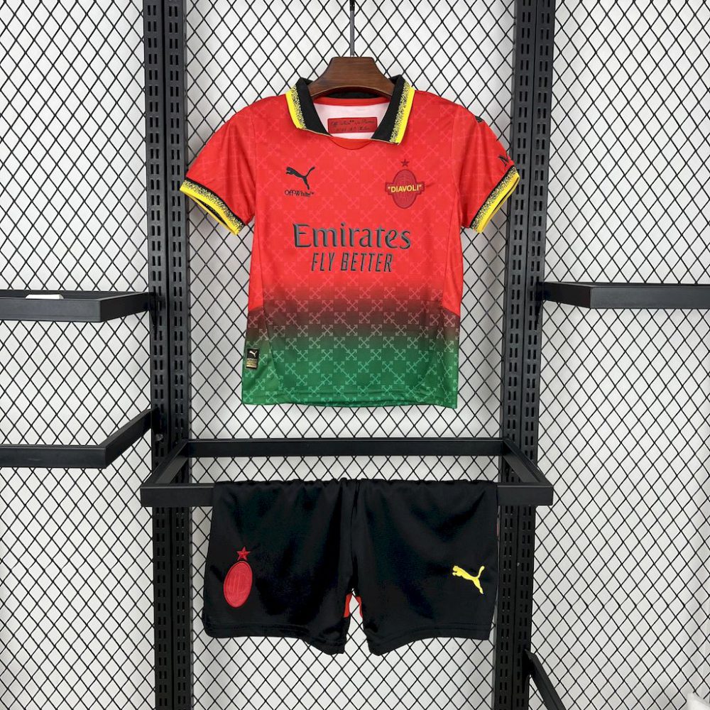2025/26 AC Milan Co-Branded Red Edition jersey Kid Kits Size 16-28