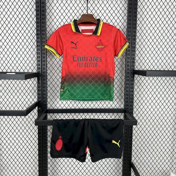 2025/26 AC Milan Co-Branded Red Edition jersey Kid Kits Size 16-28