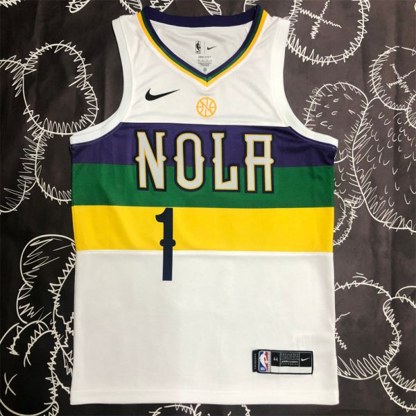 NBA New Orleans Pelicans V-Neck White jersey WILLIAMSON#1 S-XXL