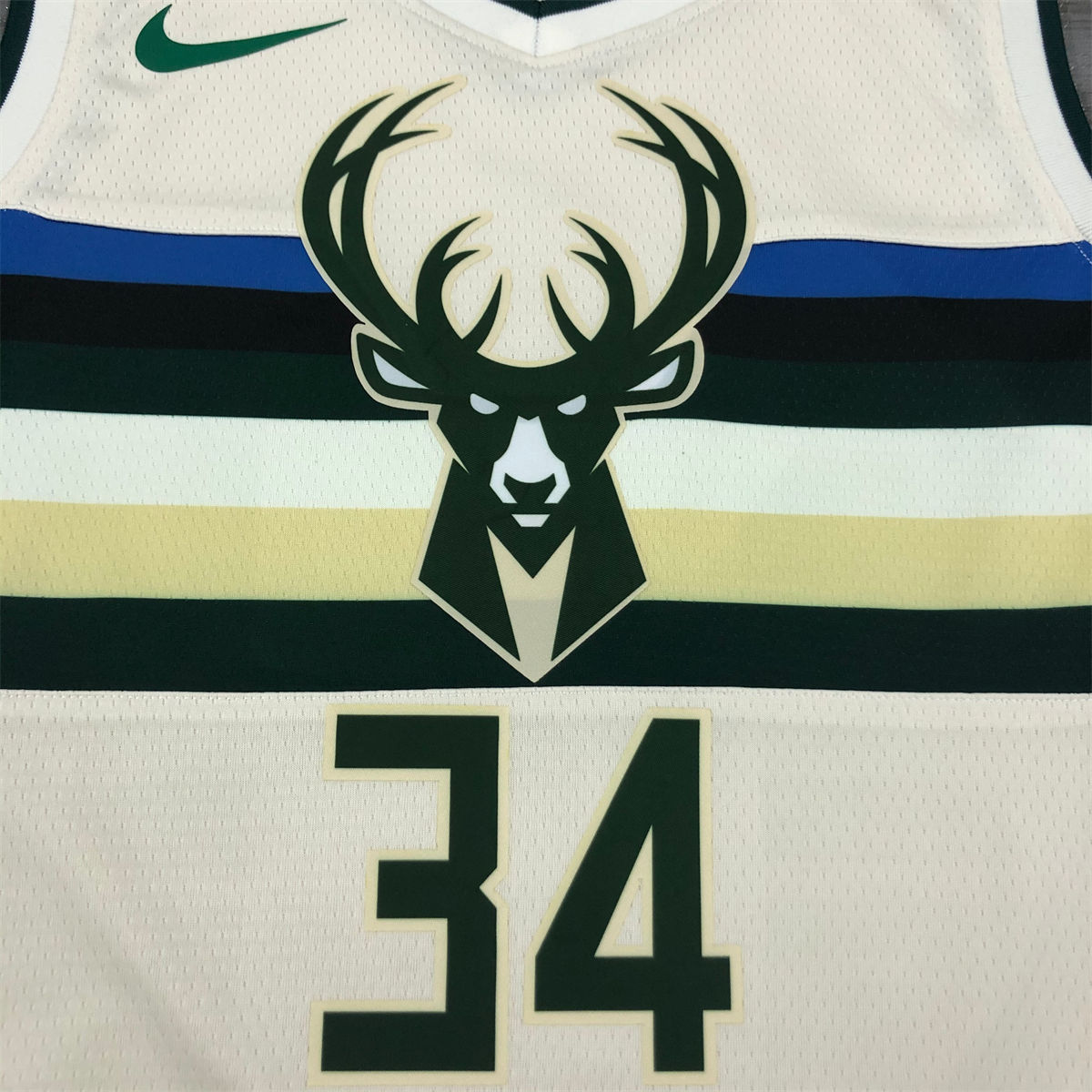NBA Milwaukee Bucks V-Neck Beige jersey ANTETOKOUNMPO#34 S-XXL