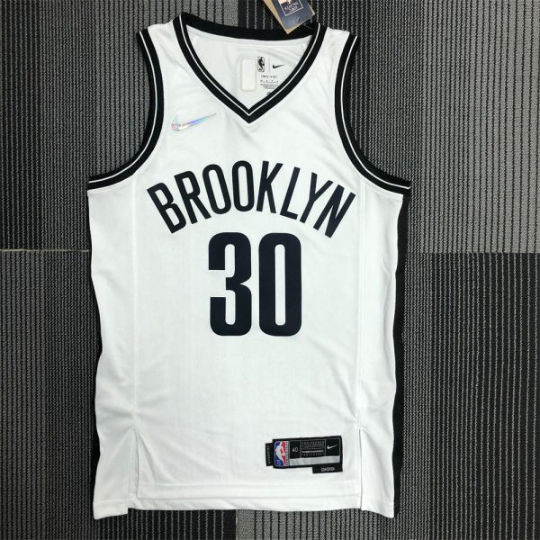 NBA Brooklyn Nets V-Neck White 75th Anniversary Jersey CURRY#30 S-XXL