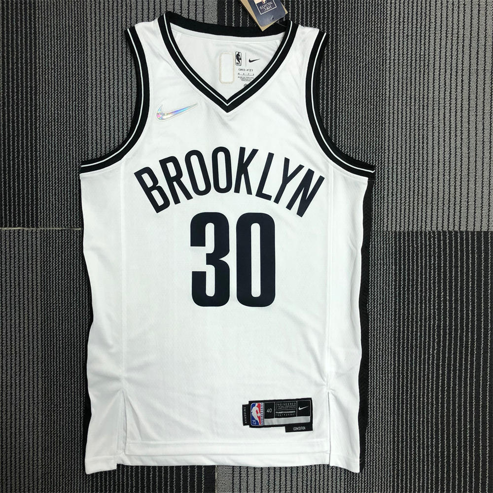 NBA Brooklyn Nets V-Neck White 75th Anniversary Jersey CURRY#30 S-XXL