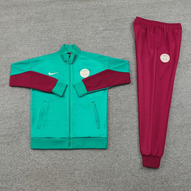 2024 PSG Green Jacket Training Suit Set Football Team Shirt Sports Fashion