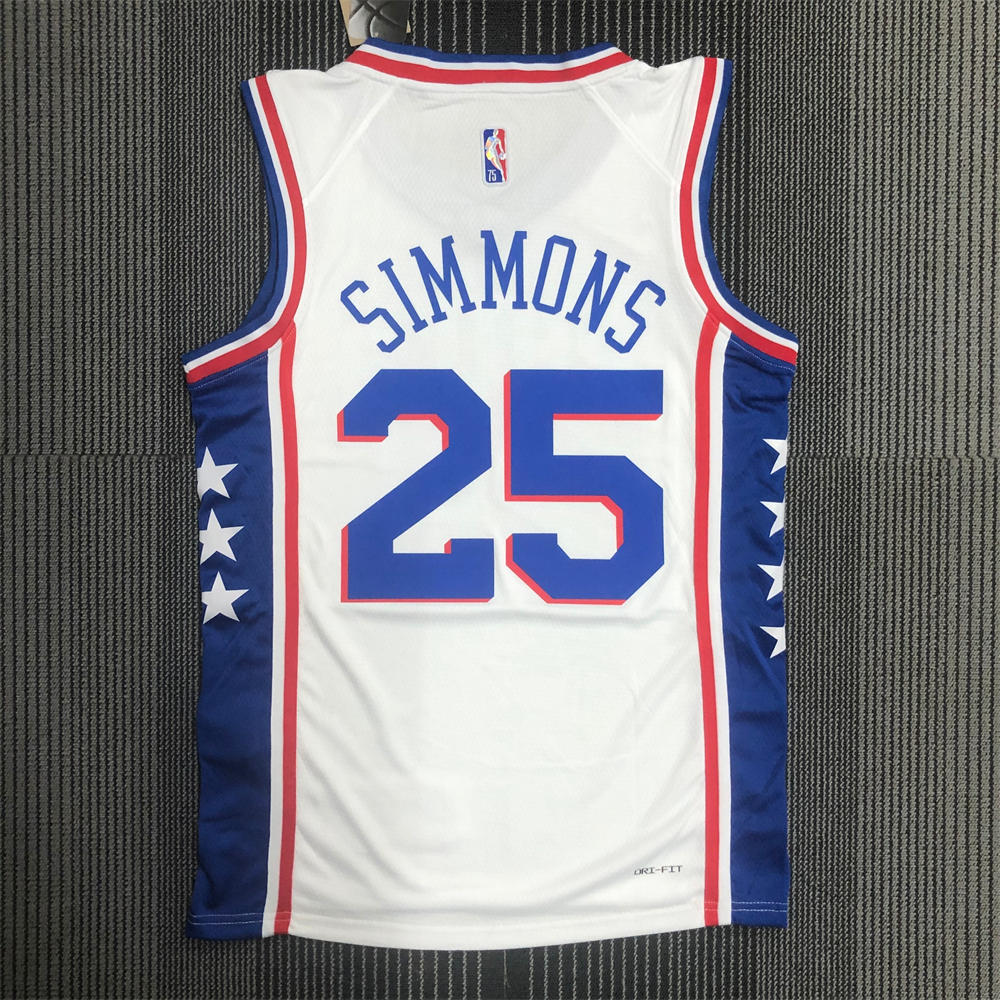 NBA Philadelphia 76ers Round Neck Black 75th Anniversary Jersey SIMMONS#25 S-XXL