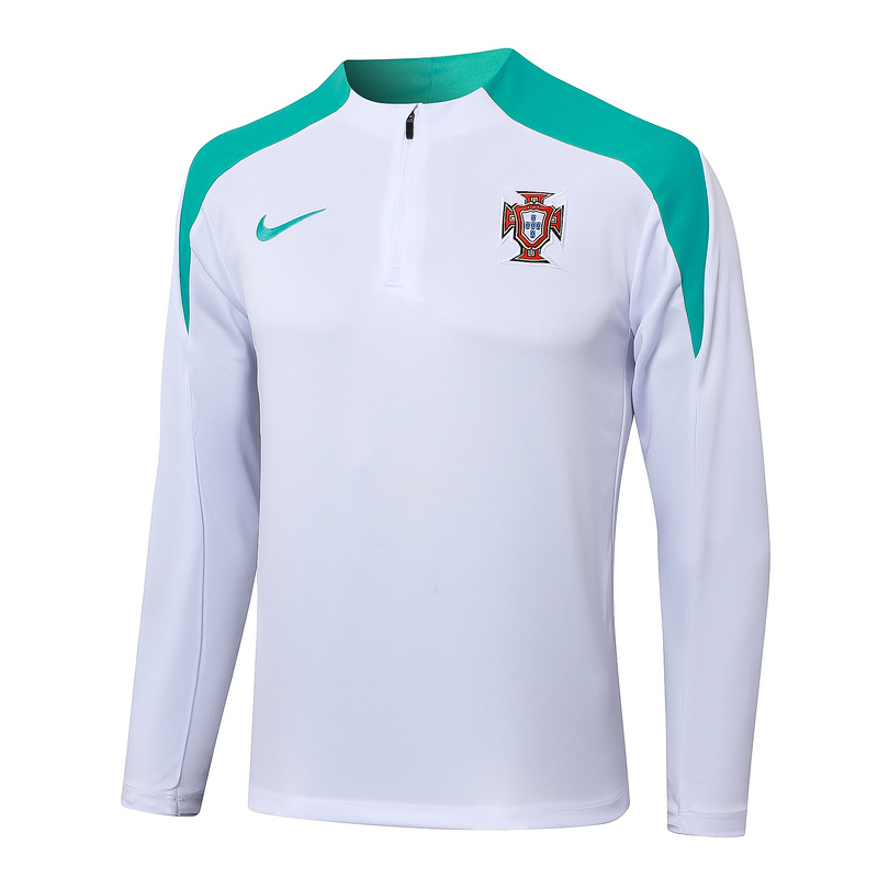 24/25 Portugal White Long-sleeved half-pull training kit Football team kit