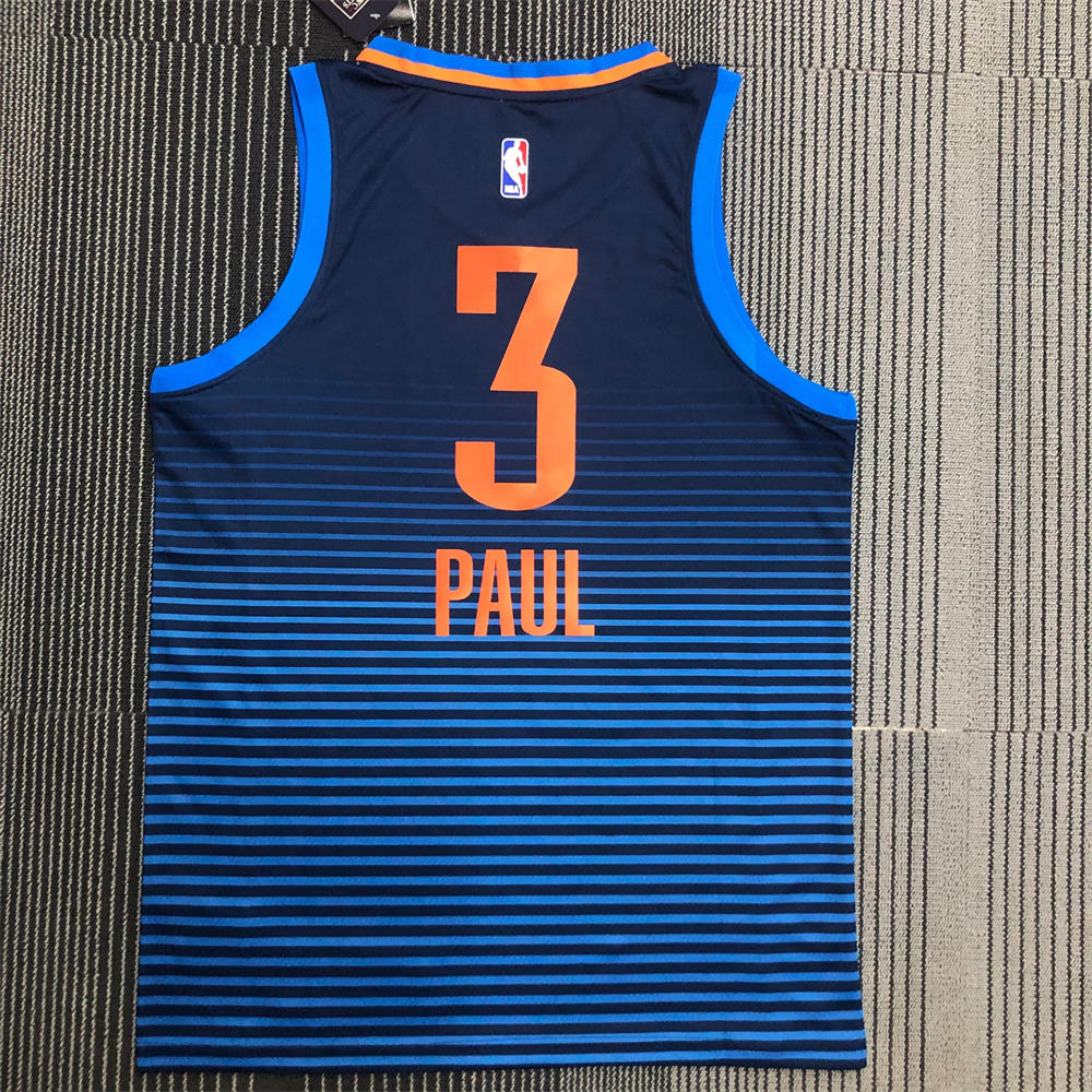 NBA Oklahoma City Thunder V-Neck Deep Blue Jersey PAUL#3 S-XXL