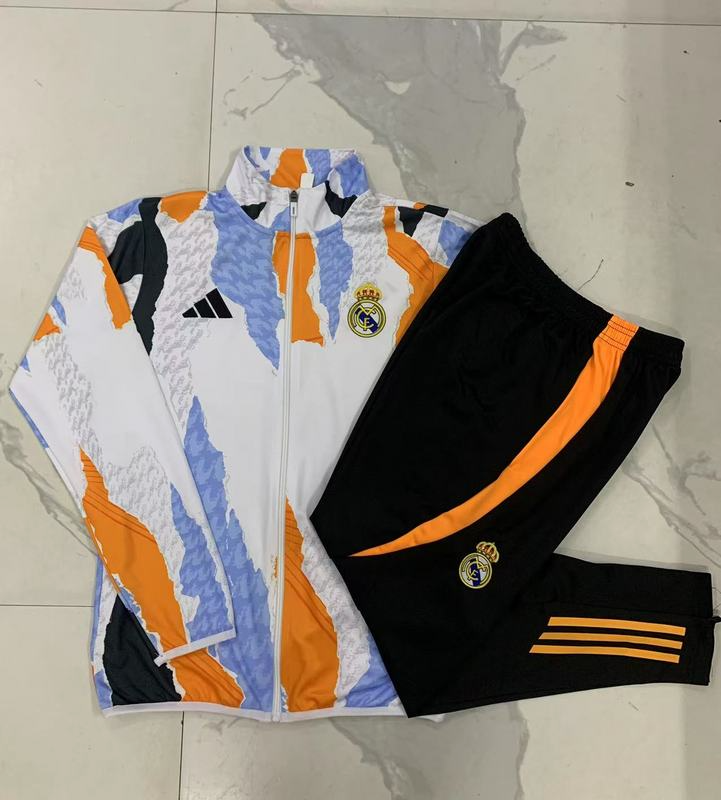 2024/25 Real Madrid Blue white yellow Jacket Training Suit Set Football Team Shirt Sports Fashion