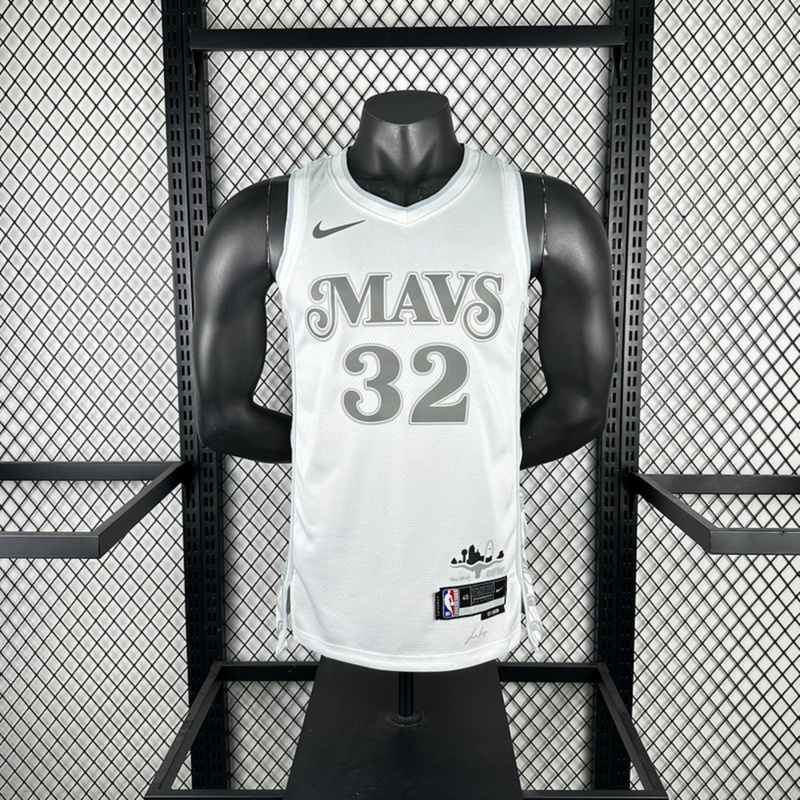 NBA Dallas Mavericks 24/25 City Edition V-Neck White Jersey FLAGG#32 S-XXL