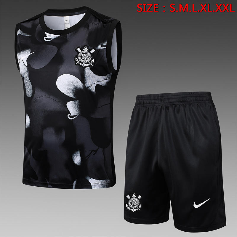 2025/26 Corinthians Black Training Set Shirt and Shorts