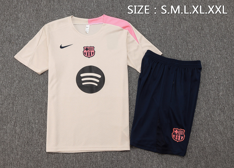 2025/26 Barcelona beige Training Set Shirt and Shorts