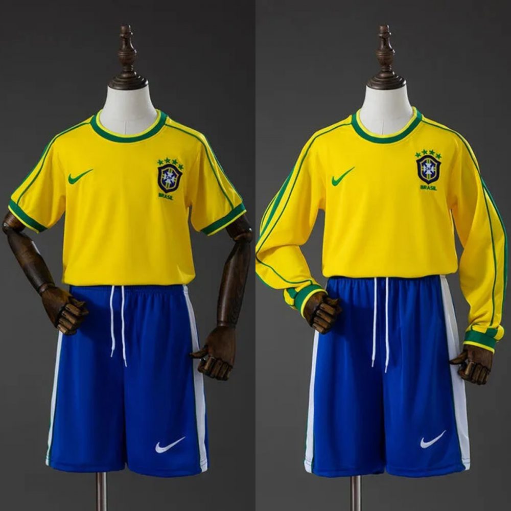 Retro 1998 Brazil Home Kid Kits