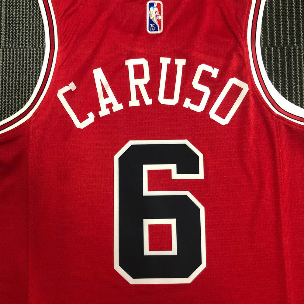NBA Chicago Bulls Round Neck Red 75th anniversaryJersey CARUSO#6 S-XXL