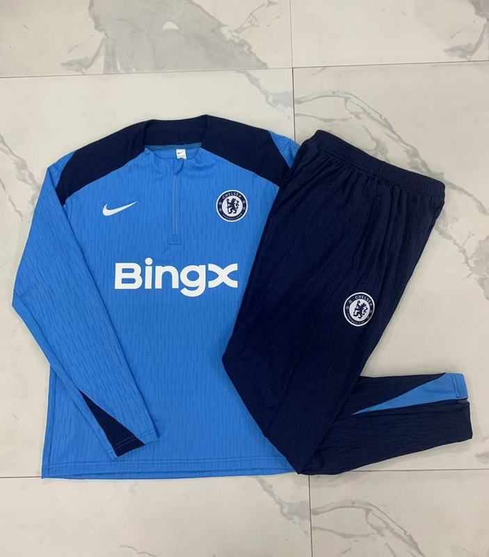24/25 Chelsea Take blue Long-sleeved half-pull training kit Football team kit
