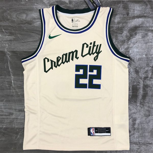 NBA Milwaukee Bucks Round neck Beige jersey MIDDLETON#22 S-XXL