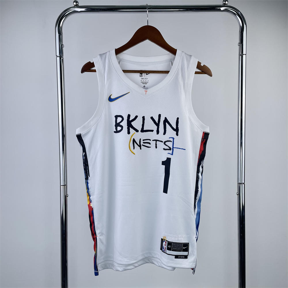 NBA Brooklyn Nets V-Neck White Jersey BRIDGES#1 S-XXL