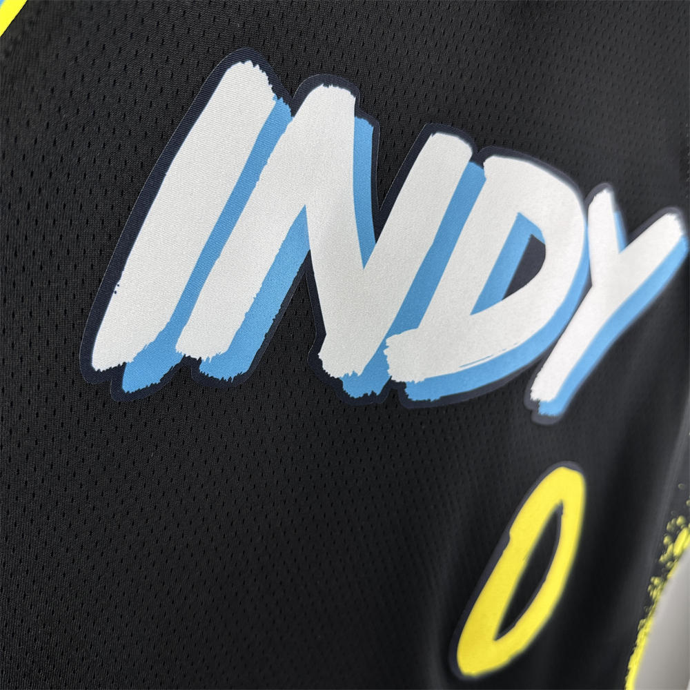 NBA Indiana Pacers 2024 City Edition V-Neck Black Jersey HALIBURTON#0 S-XXL