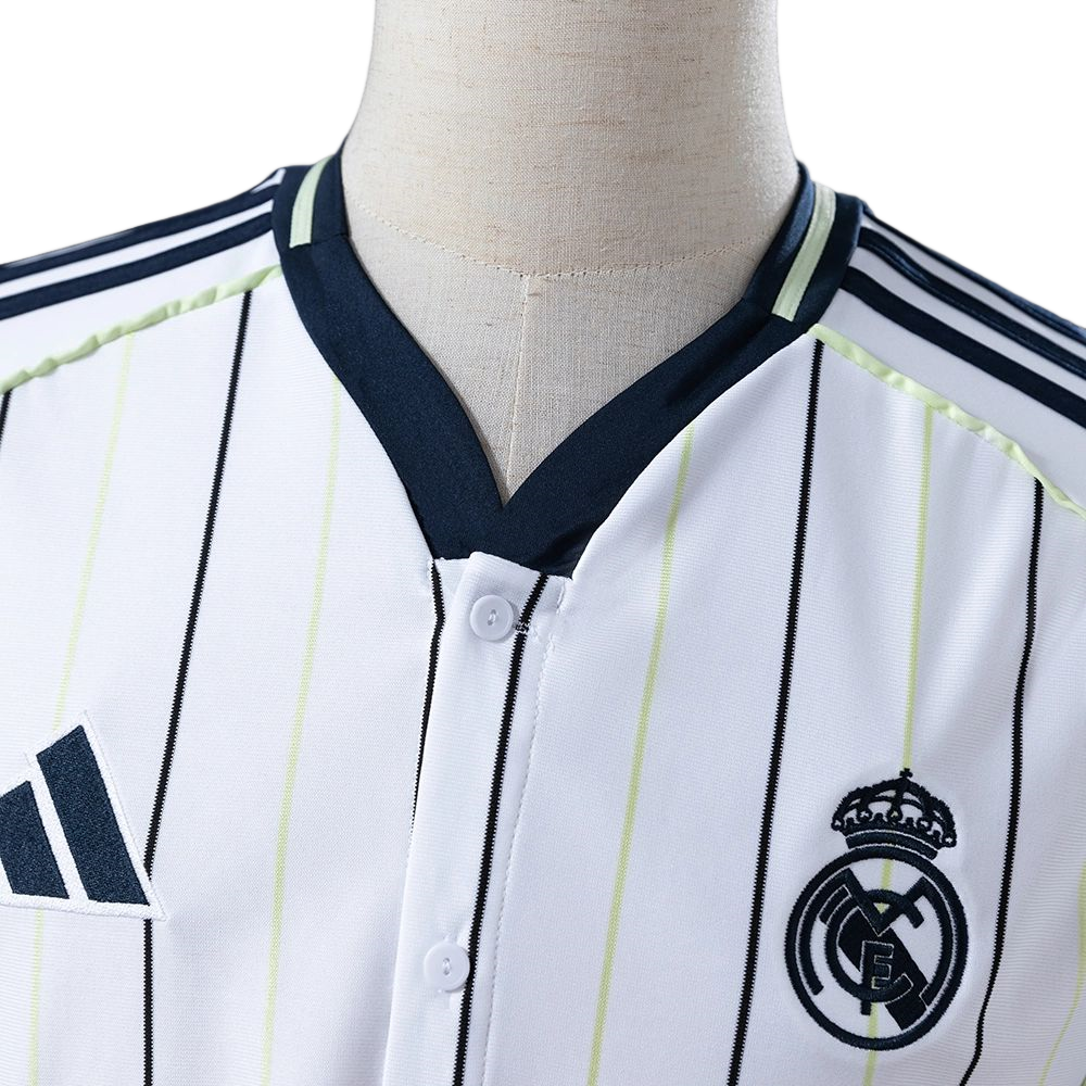 2025/26 Real Madrid US Pack Full-Button Baseball White jersey Fan version