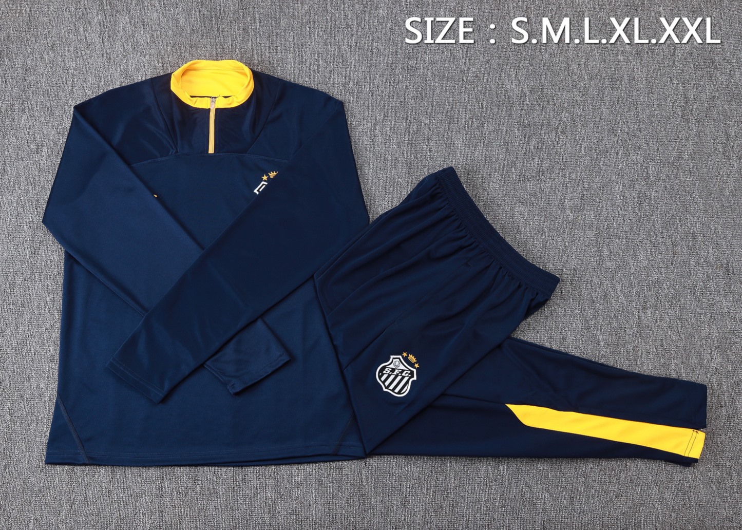 202526 Santos cyan Long-sleeved half-pull training kit Football team kit