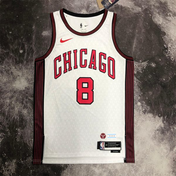 NBA Chicago Bulls Round Neck White Jersey LAVINE#8 S-XXL