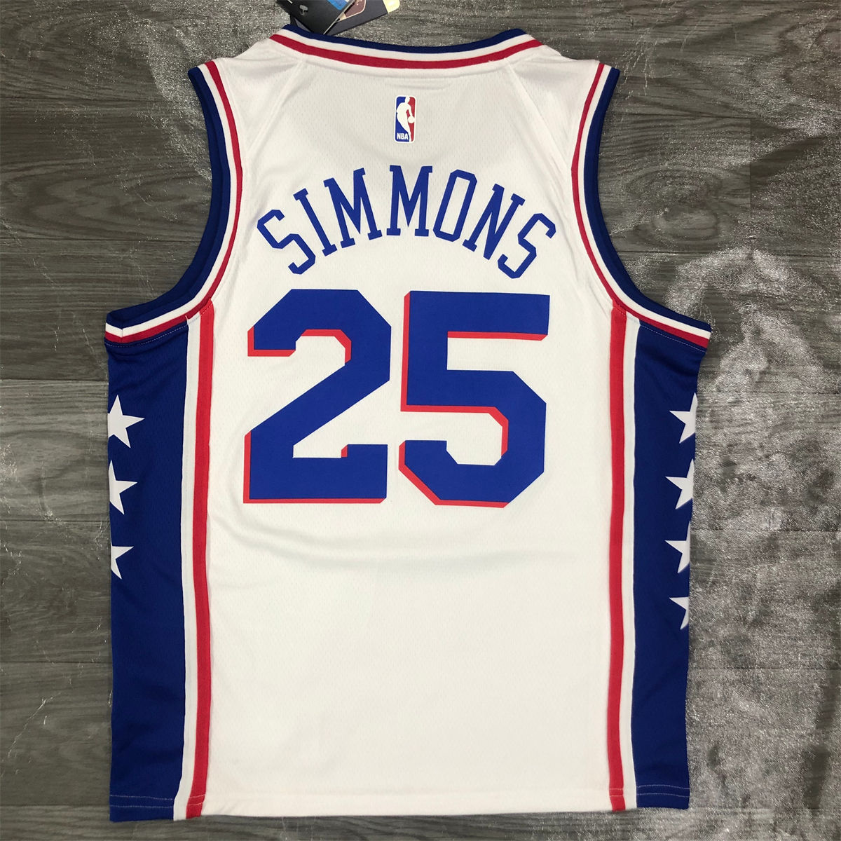 NBA Philadelphia 76ers V-Neck White Jersey SIMMONS#25 S-XXL