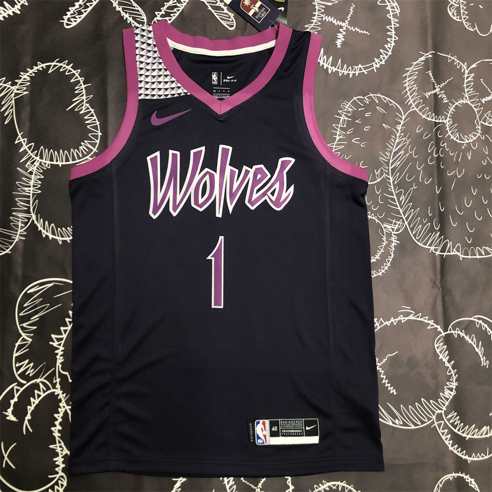 NBA Minnesota Timberwolves V-Neck Black Jersey S-XXL