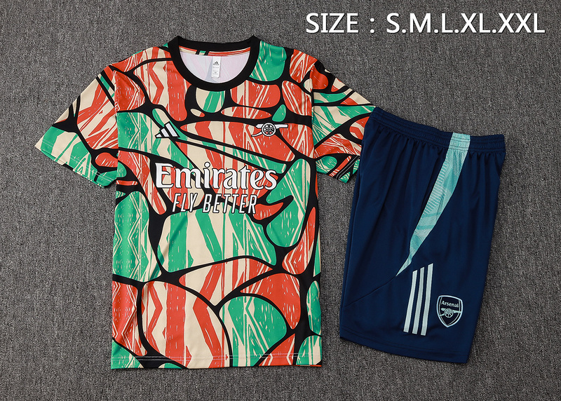 24/25 Arsenal Red Green Training Set Shirt and Shorts