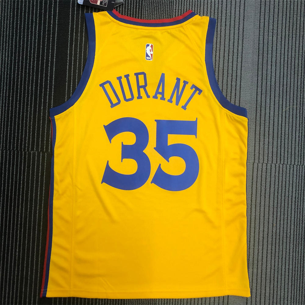 NBA Golden State Warriors V-Neck Yellow Jersey DURANT#35 S-XXL