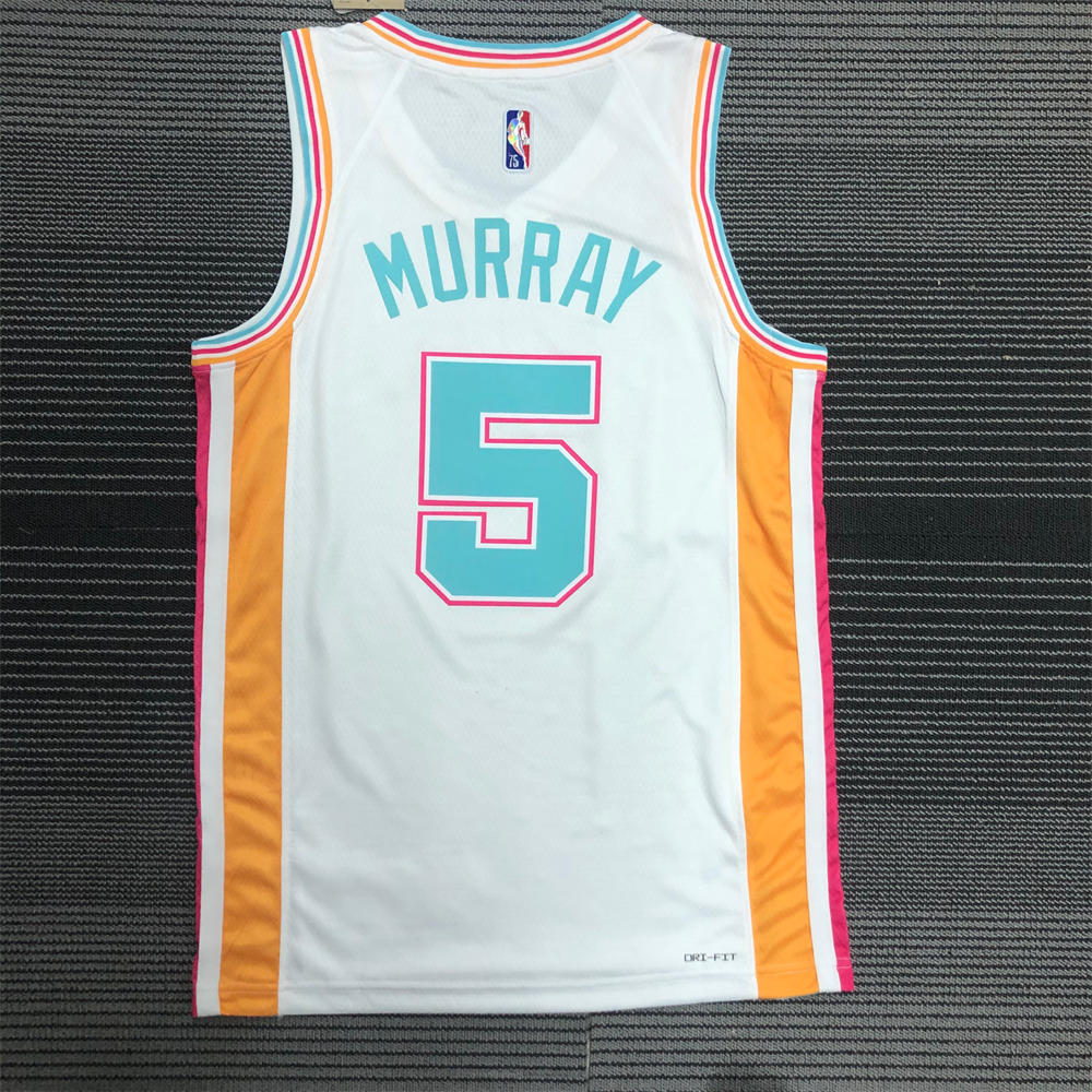 NBA San Antonio Spurs V-Neck White 75th Anniversary jersey MURRAY#5 S-XXL