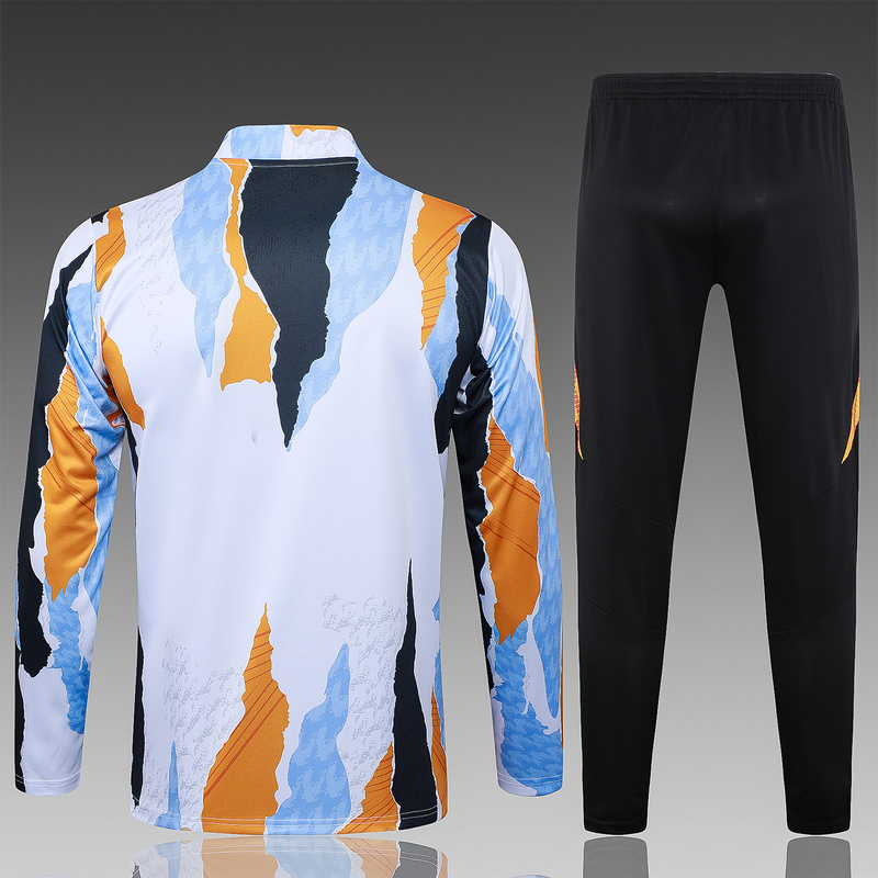 24/25 Real Madrid Blue white yellow Long-sleeved half-pull training kit Football team kit
