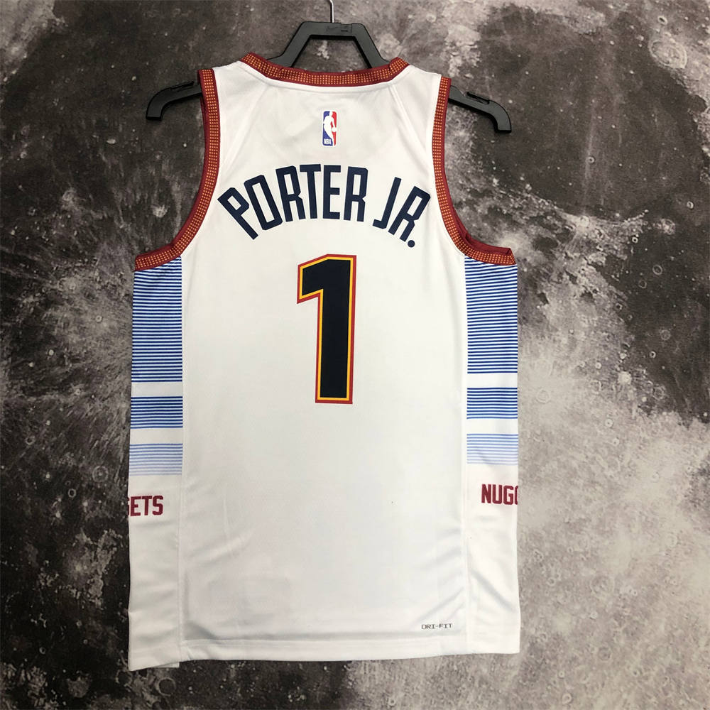 NBA Denver Nuggets Round Neck White jersey PORTER#1 S-XXL