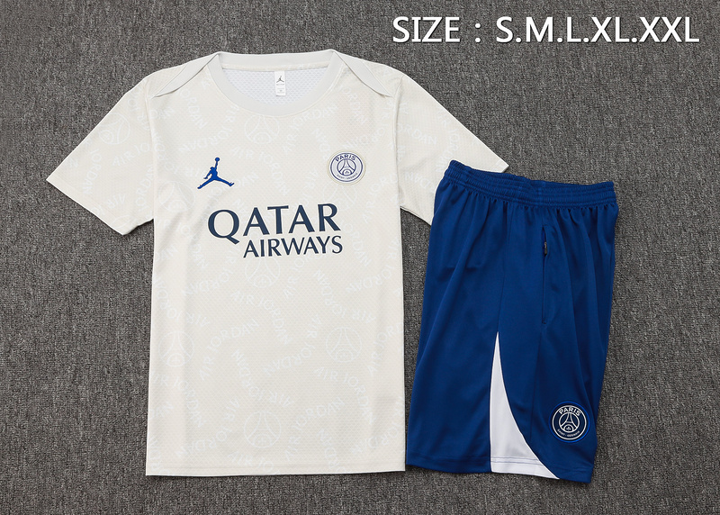 2025/26 Paris Light gray Training Set Shirt and Shorts