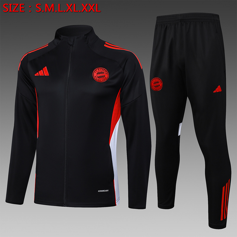 2025/26 Bayern Munich Black Jacket Training Suit Set Football Team Shirt Sports Fashion