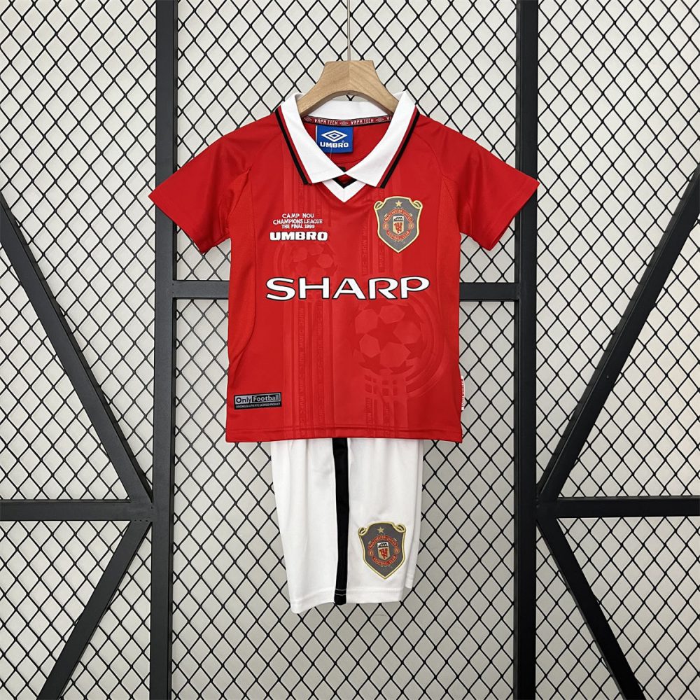 Retro Manchester United 99/00 home  jersey Kid Kits Size 16-28