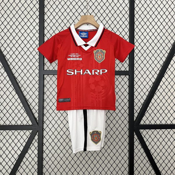 Retro Manchester United 99/00 home  jersey Kid Kits Size 16-28