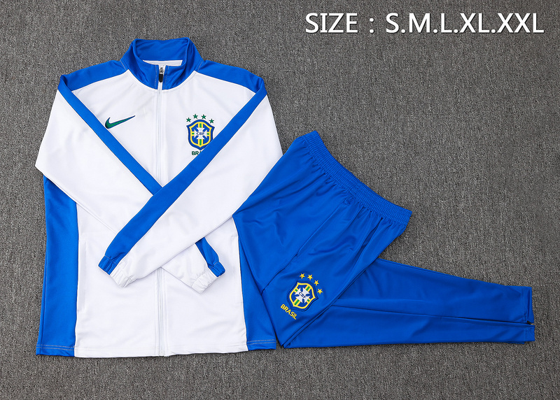 2024/25 Brazil White Jacket Training Suit Set Football Team Shirt Sports Fashion