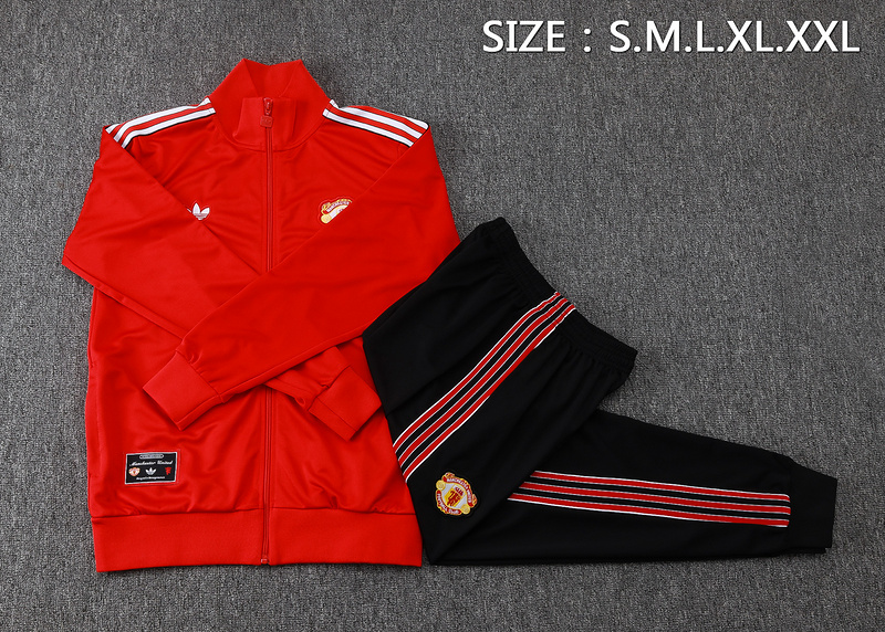 2025/26 Manchester United Red Jacket Training Suit Set Football Team Shirt Sports Fashion