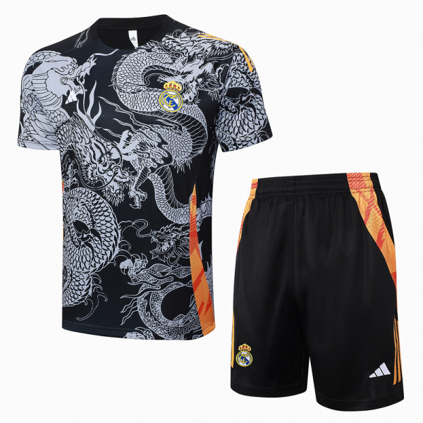 24/25 Real Madrid Black Training Set Shirt and Shorts