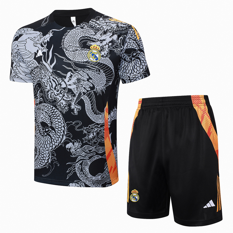 24/25 Real Madrid Black Training Set Shirt and Shorts