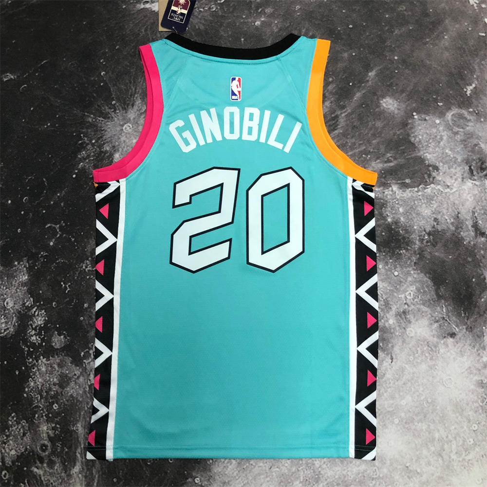 NBA San Antonio Spurs V-Neck Cyan jersey GINOBILI#20 S-XXL