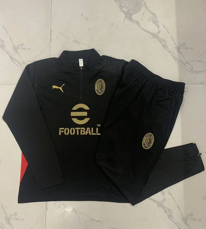 24/25 AC Milan Black Long-sleeved half-pull training kit Football team kit