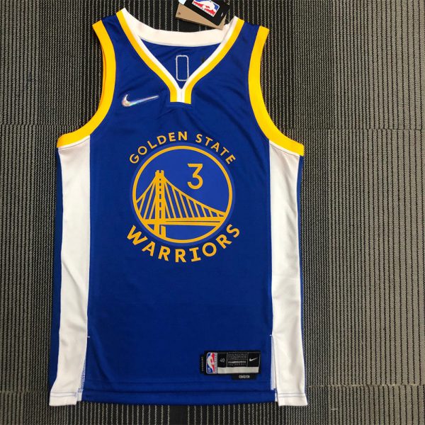 NBA Golden State Warriors V-Neck 75th anniversary Blue Jersey POOLE#3 S-XXL