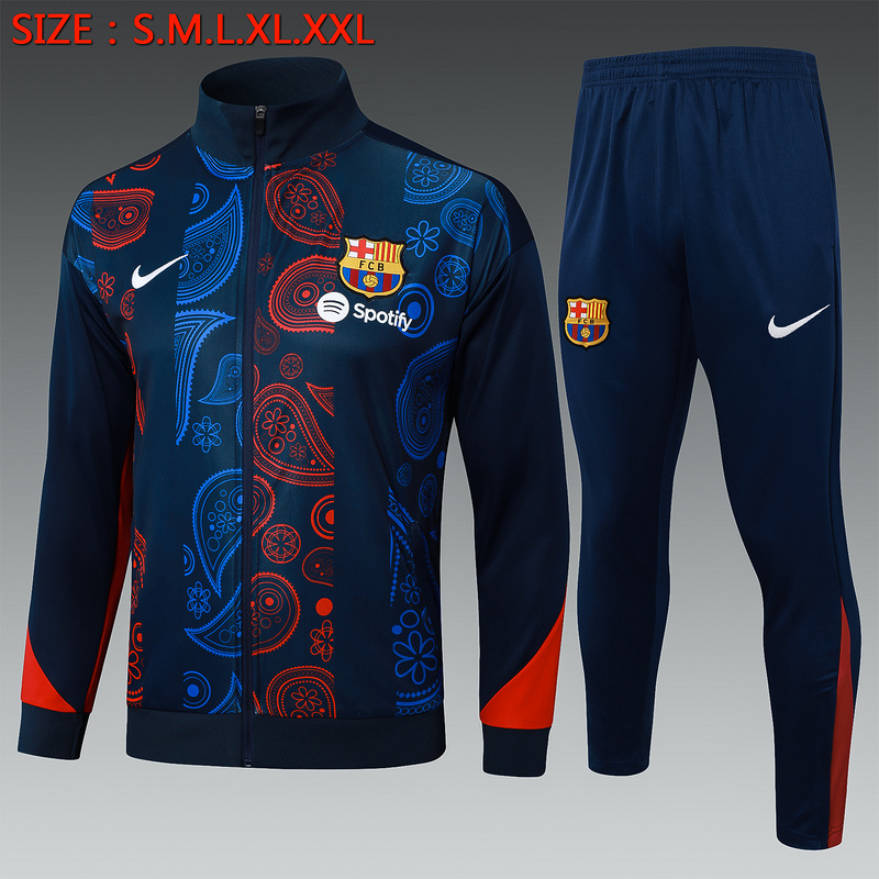 2024/25 Barcelona Royal blue Jacket Training Suit Set Football Team Shirt Sports Fashion