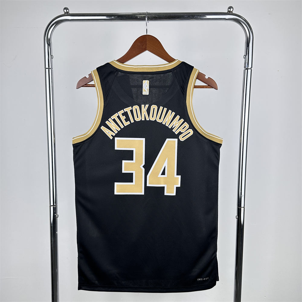 NBA Milwaukee Bucks 2024 Honor Edition Black Jersey ANTETOKOUNMPO#34 S-XXL