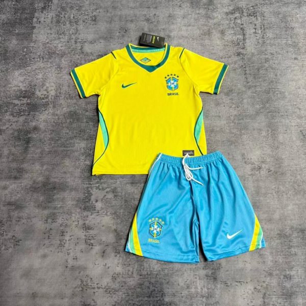 Brazil 2026 World Cup Home Kid Kits Size 16-28