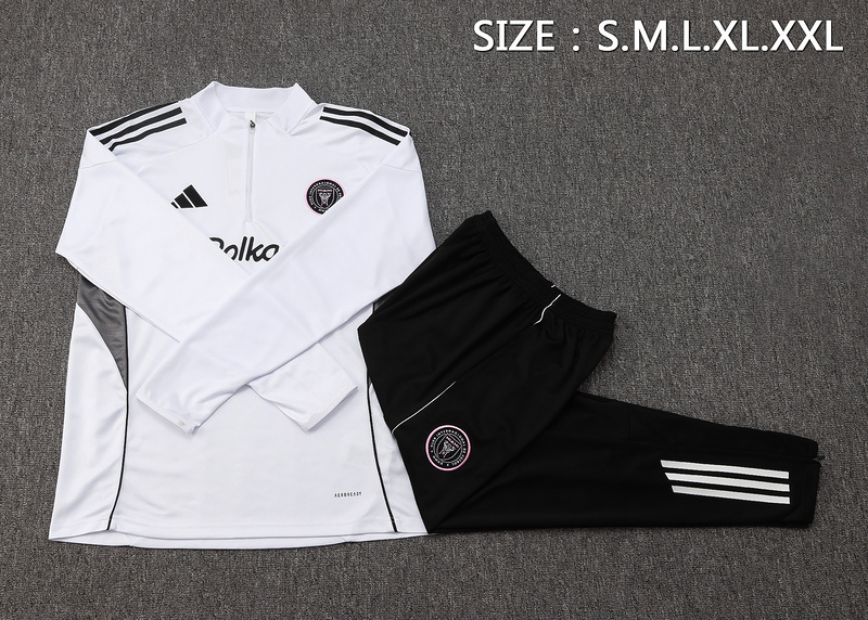 202526 Miami White Long-sleeved half-pull training kit Football team kit